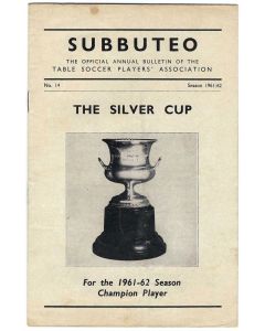 1961-62 ORIGINAL SUBBUTEO SILVER CUP RESULTS CATALOGUE. Issue Number 14.