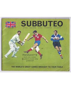 1969 SUBBUTEO CATALOGUE/BOOKLET. Small Amount Of Writing Inside.