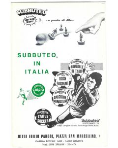 1974 SUBBUTEO IN ITALIA FOLD OVER MINI CATALOGUE.