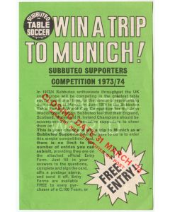 1974 WIN A TRIP TO MUNICH FLIER & ENTRY FORM