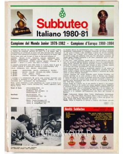 1980/81 ITALIAN TOURNAMENT CATALOGUE