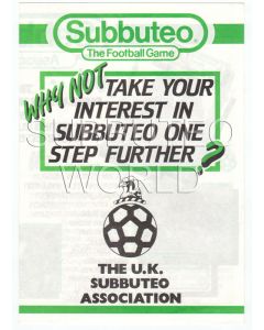 1980's UK SUBBUTEO ASSOCIATION APPLICATION FORM.