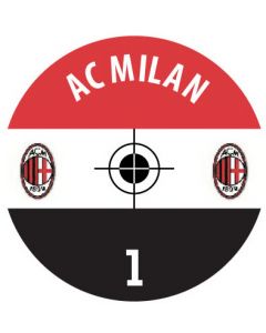 AC MILAN. 24 Self Adhesive Paper Base Stickers With Badge, Team Name & Numbers.