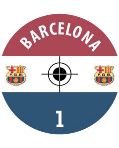 BARCELONA. 24 Self Adhesive Paper Base Stickers With Badge, Team Name & Numbers.
