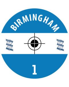 BIRMINGHAM. 24 Self Adhesive Paper Base Stickers With Badge, Team Name & Numbers.