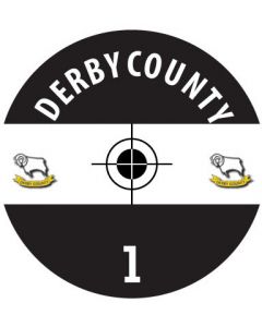 DERBY COUNTY. 24 Self Adhesive Paper Base Stickers With Badge, Team Name & Numbers.