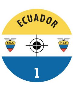 ECUADOR. 24 Self Adhesive Paper Base Stickers With Badge, Team Name & Numbers.
