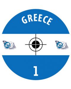 GREECE. 24 Self Adhesive Paper Base Stickers With Badge, Team Name & Numbers.