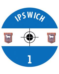 IPSWICH TOWN. 24 Self Adhesive Paper Base Stickers With Badge, Team Name & Numbers.