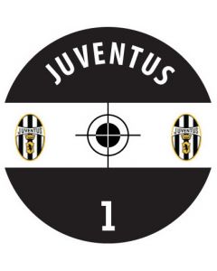 JUVENTUS. 24 Self Adhesive Paper Base Stickers With Badge, Team Name & Numbers.