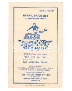 1956-57 ORIGINAL NEWFOOTY RETAIL PRICE LIST.