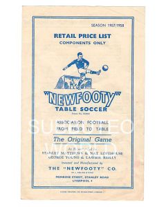 1957-58 ORIGINAL NEWFOOTY RETAIL PRICE LIST.