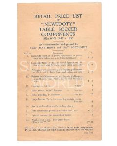 1955-56 ORIGINAL NEWFOOTY RETAIL ABBREVIATED PRICE LIST.
