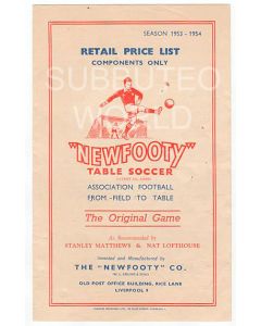 1953/54 ORIGINAL NEWFOOTY PRICE LIST.