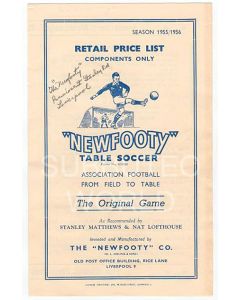 1955-56 ORIGINAL NEWFOOTY PRICE LIST.