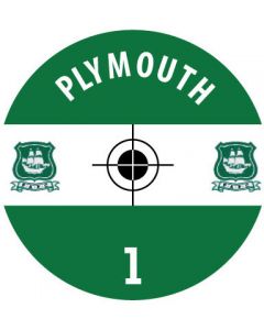 PLYMOUTH. 24 Self Adhesive Paper Base Stickers With Badge, Team Name & Numbers.