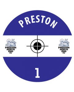PRESTON NORTH END. 24 Self Adhesive Paper Base Stickers With Badge, Team Name & Numbers.