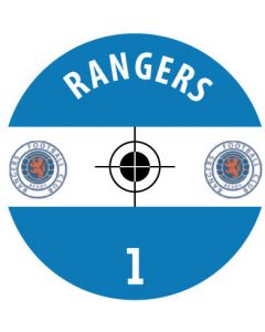 RANGERS. 24 Self Adhesive Paper Base Stickers With Badge, Team Name & Numbers.