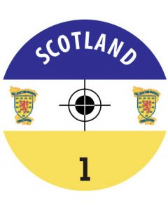 SCOTLAND. 24 Self Adhesive Paper Base Stickers With Badge, Team Name & Numbers.
