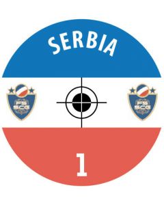 SERBIA. 24 Self Adhesive Paper Base Stickers With Badge, Team Name & Numbers.