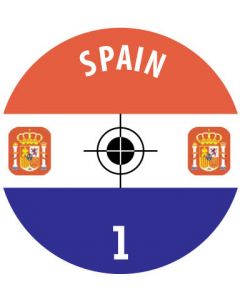 SPAIN. 24 Self Adhesive Paper Base Stickers With Badge, Team Name & Numbers.