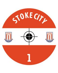 STOKE CITY. 24 Self Adhesive Paper Base Stickers With Badge, Team Name & Numbers.