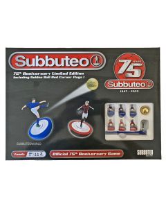 0008. THE NEW 75th ANNIVERSARY LTD EDITION SUBBUTEO BOX SET. Includes 2 Teams (Red & Blue) A 22mm Golden Ball & Corner Flags.