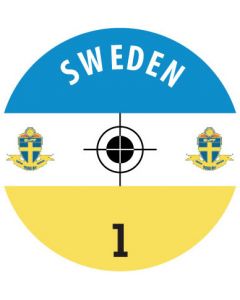 SWEDEN. 24 Self Adhesive Paper Base Stickers With Badge, Team Name & Numbers.