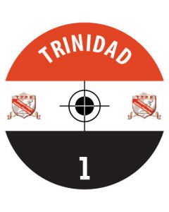 TRINIDAD. 24 Self Adhesive Paper Base Stickers With Badge, Team Name & Numbers.