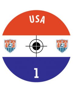 USA. 24 Self Adhesive Paper Base Stickers With Badge, Team Name & Numbers.