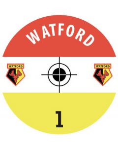 WATFORD. 24 Self Adhesive Paper Base Stickers With Badge, Team Name & Numbers.