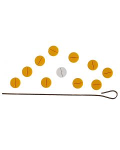001. RETRO BASES FOR CELLULOID TEAMS. Set Of 10 Yellow Bases Plus A White Keeper Base With Metal Rod.