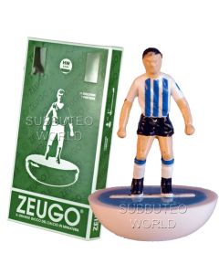 ARGENTINA.  MADE BY ZEUGO WITH ROUNDED HW BASES. REF 002. White Bases, Light Blue Discs.