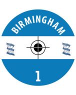 BIRMINGHAM. 24 Self Adhesive Paper Base Stickers With Badge, Team Name & Numbers.