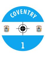 COVENTRY CITY. 24 Self Adhesive Paper Base Stickers With Badge, Team Name & Numbers.