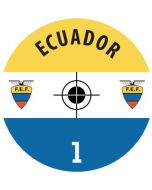 ECUADOR. 24 Self Adhesive Paper Base Stickers With Badge, Team Name & Numbers.