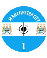 MANCHESTER CITY. 24 Self Adhesive Paper Base Stickers With Badge, Team Name & Numbers.