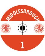 MIDDLESBROUGH. 24 Self Adhesive Paper Base Stickers With Badge, Team Name & Numbers.