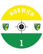 NORWICH CITY. 24 Self Adhesive Paper Base Stickers With Badge, Team Name & Numbers.