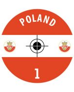 POLAND. 24 Self Adhesive Paper Base Stickers With Badge, Team Name & Numbers.