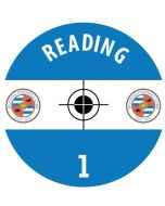READING. 24 Self Adhesive Paper Base Stickers With Badge, Team Name & Numbers.