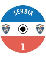 SERBIA. 24 Self Adhesive Paper Base Stickers With Badge, Team Name & Numbers.