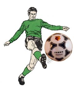 Z216. 22mm WATFORD TANGO BALL. HAND DESIGNED. ONE BALL & INCLUDES DISPLAY DOME.